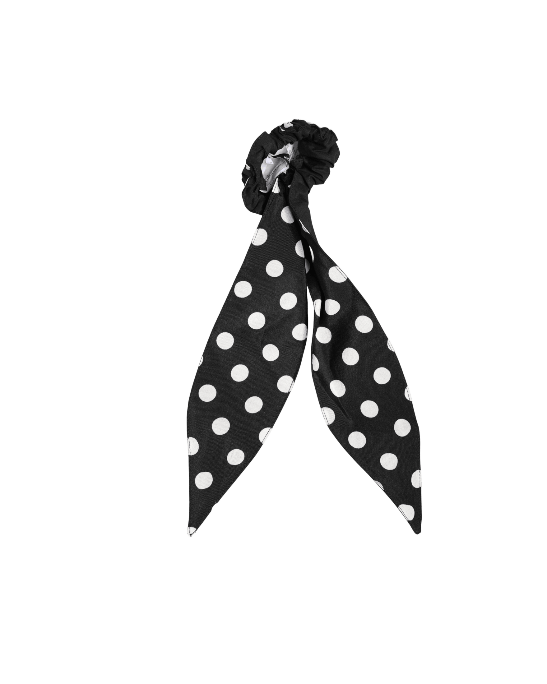 Dolce & Gabbana Black Cotton Polka Dot Scarf Tie Accessory Hair Scrunchie Glam Steals