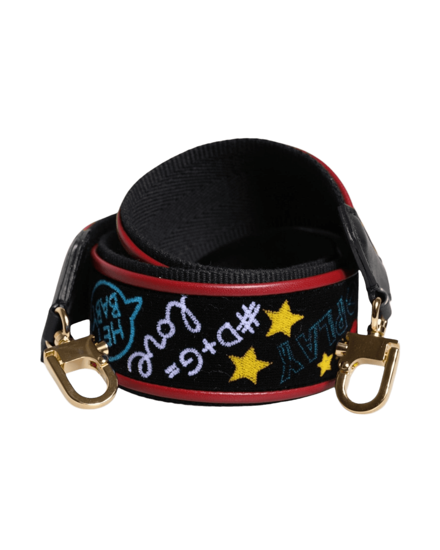 Dolce & Gabbana Black Cotton Printed Bag Shoulder Strap Glam Steals