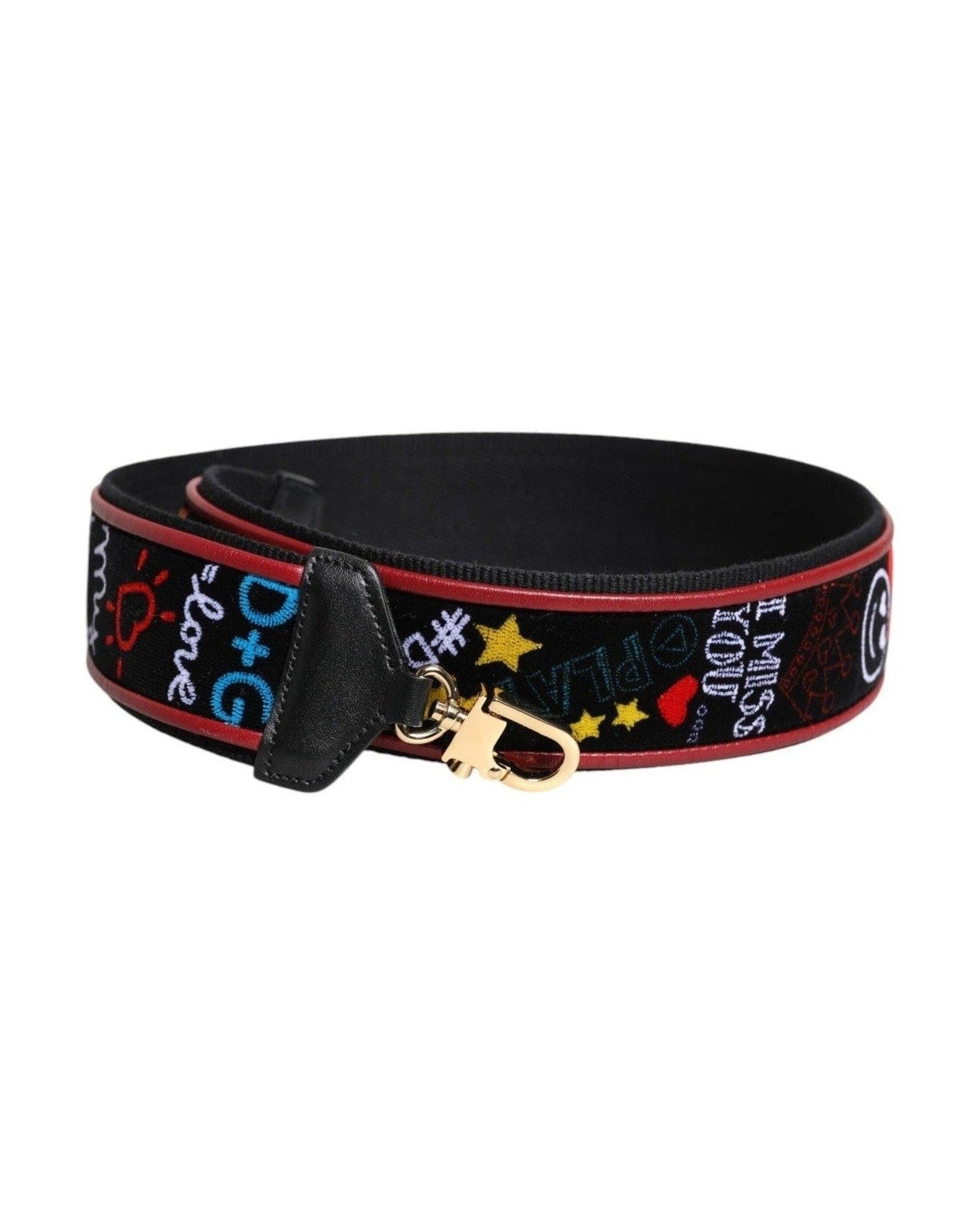 Dolce & Gabbana Black Cotton Printed Bag Shoulder Strap Glam Steals