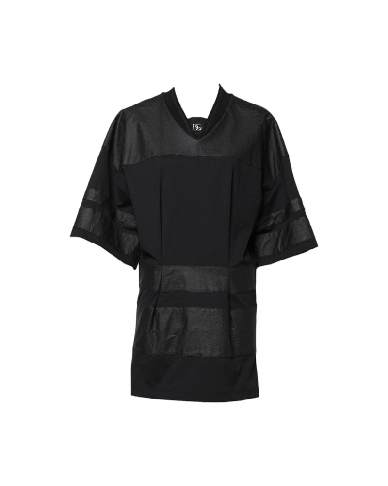 Dolce & Gabbana Black Cotton Short Sleeves V Neck T-Shirt T-Shirts
