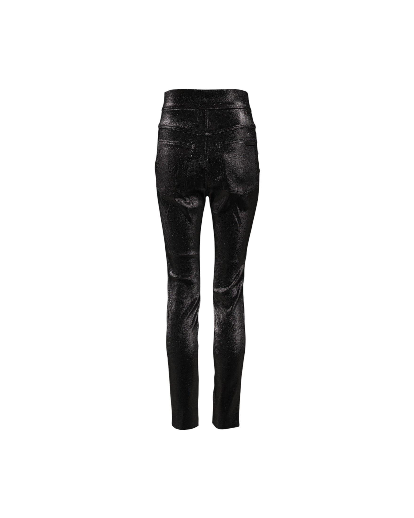 Dolce & Gabbana Black Cotton Stretch Silver Lurex Thread Pant Glam Steals