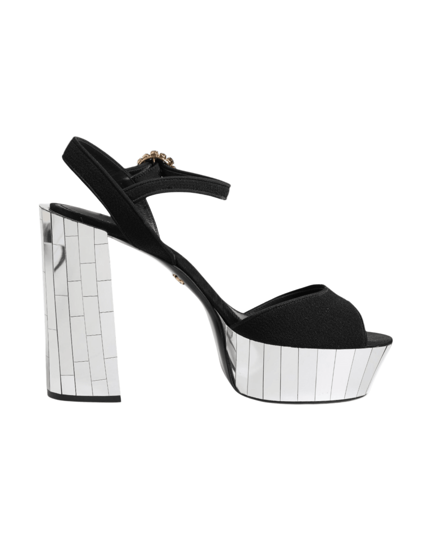 Dolce & Gabbana Black Crystal Ankle Strap Keira Sandals Shoes Heels