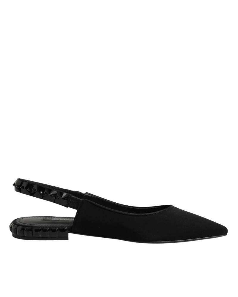 Dolce & Gabbana Black Crystal Charmeuse Slingback Shoes Glam Steals