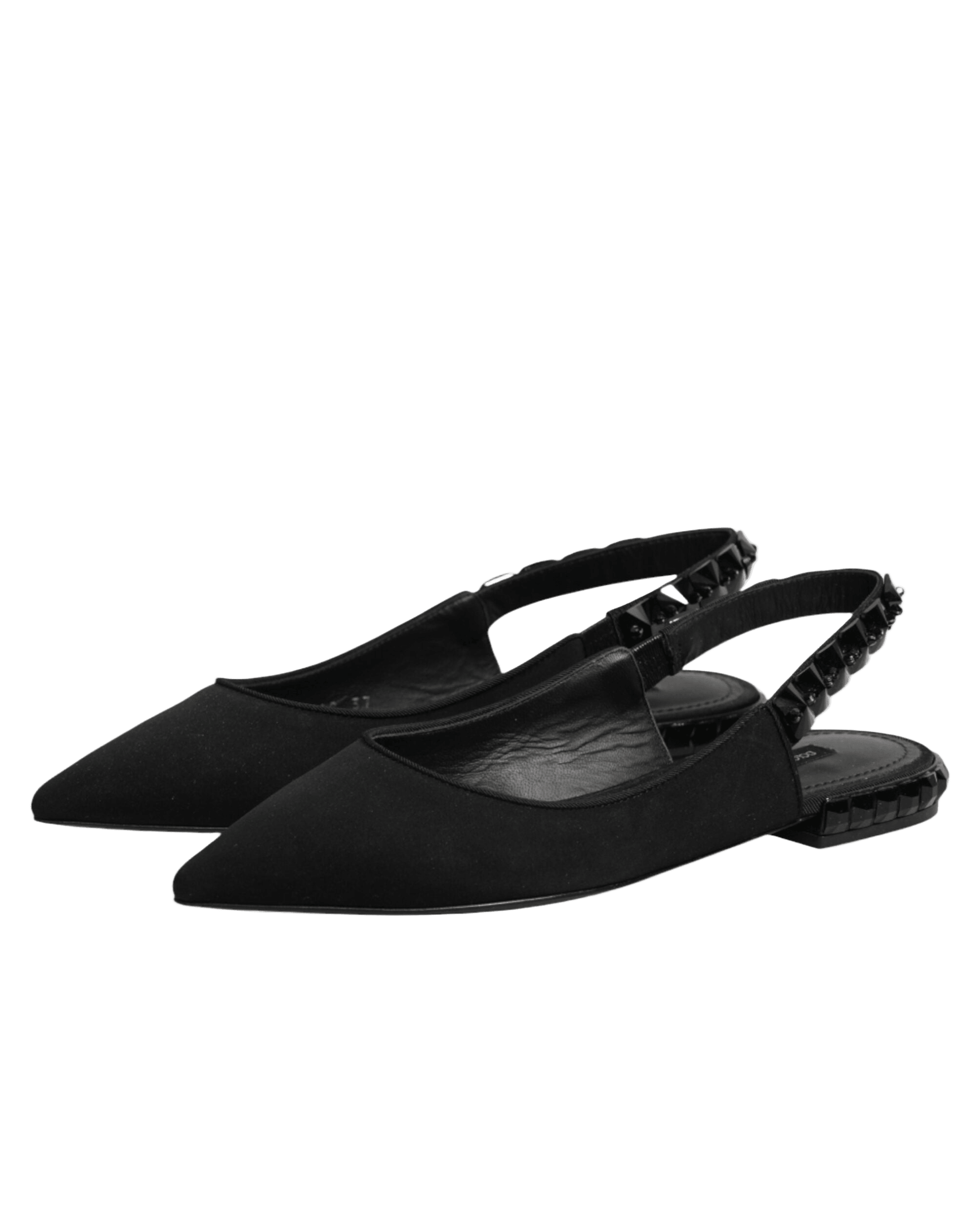 Dolce & Gabbana Black Crystal Charmeuse Slingback Shoes Glam Steals