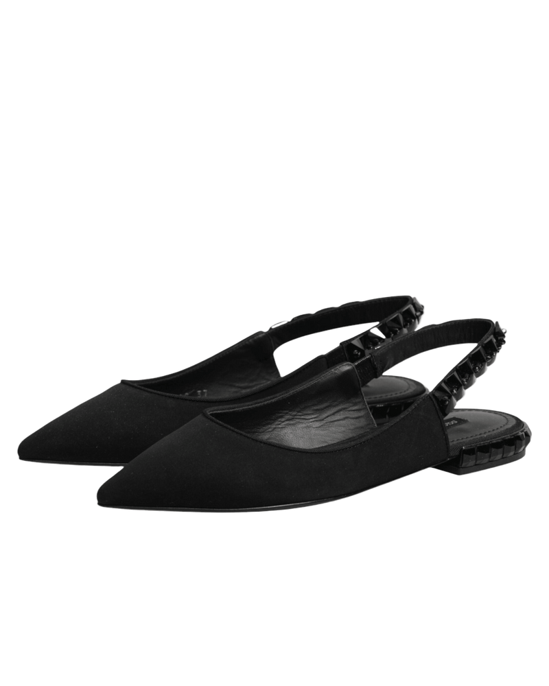 Dolce & Gabbana Black Crystal Charmeuse Slingback Shoes Glam Steals