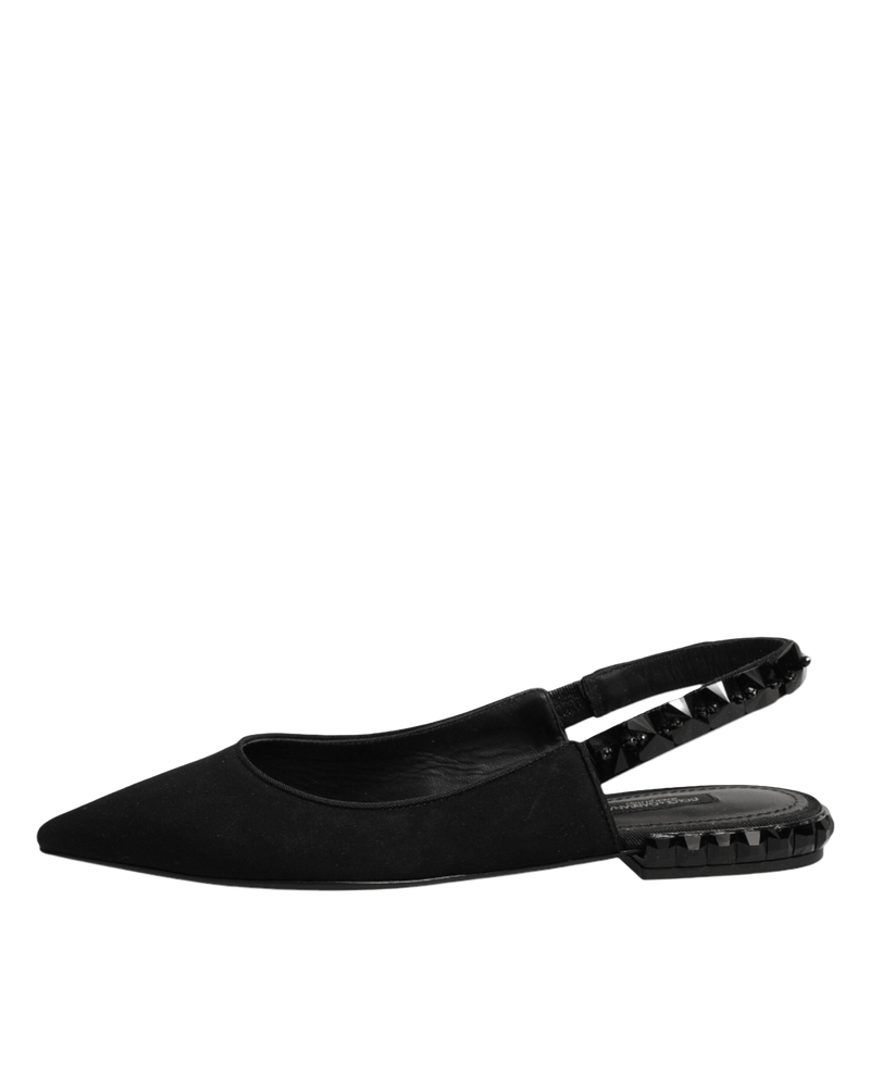 Dolce & Gabbana Black Crystal Charmeuse Slingback Shoes Glam Steals