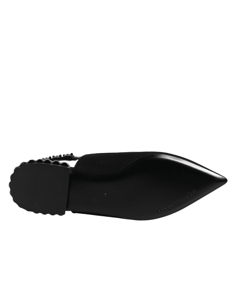 Dolce & Gabbana Black Crystal Charmeuse Slingback Shoes Glam Steals
