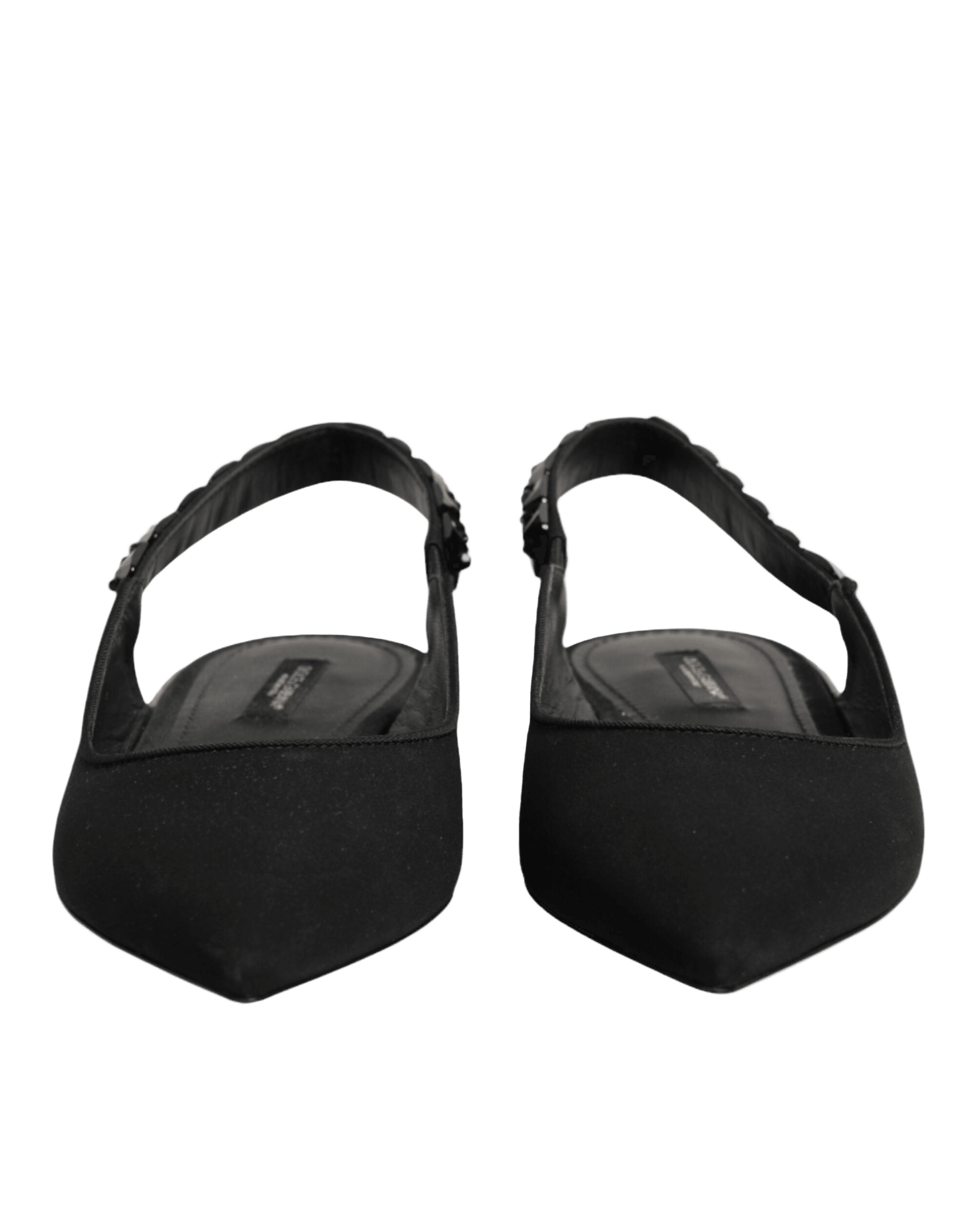 Dolce & Gabbana Black Crystal Charmeuse Slingback Shoes Glam Steals