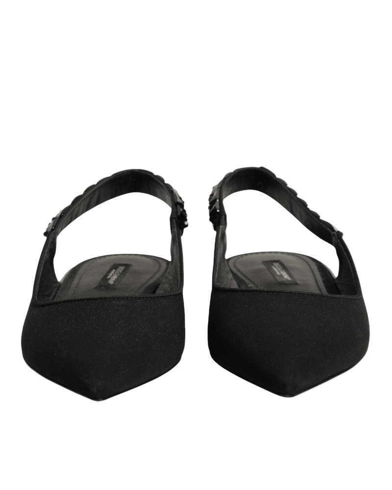Dolce & Gabbana Black Crystal Charmeuse Slingback Shoes Glam Steals
