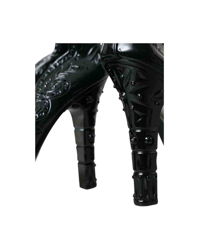 Dolce & Gabbana Black Crystal Cinderella Heels Pumps Shoes Heels