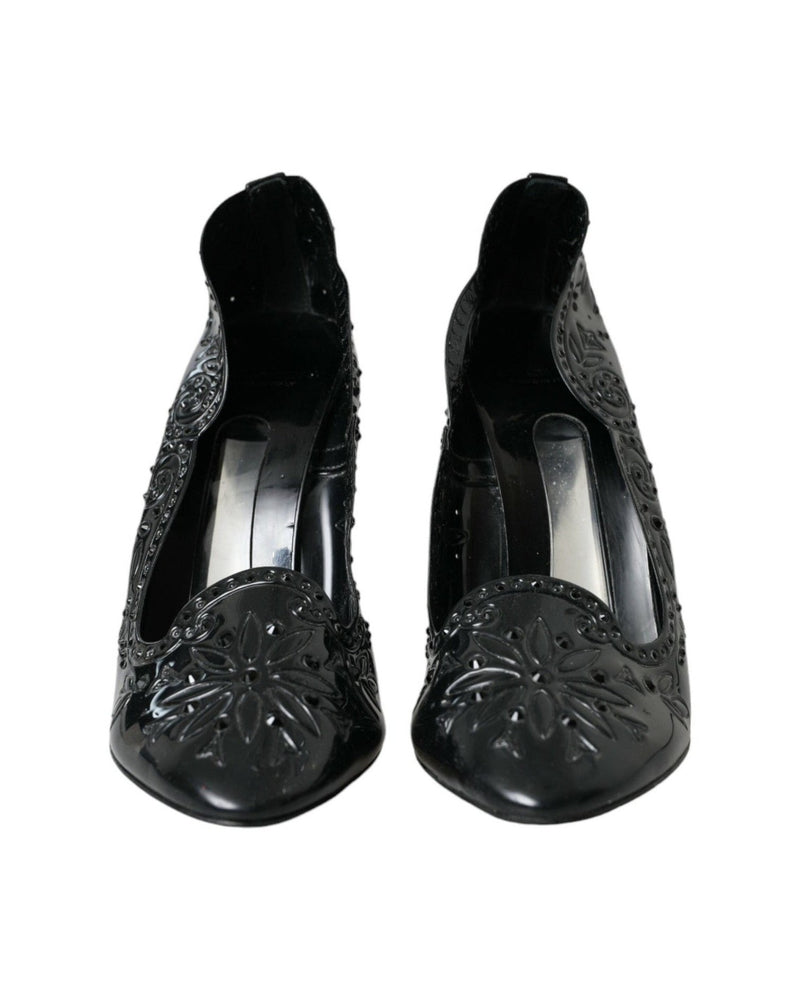 Dolce & Gabbana Black Crystal Cinderella Heels Pumps Shoes Glam Steals