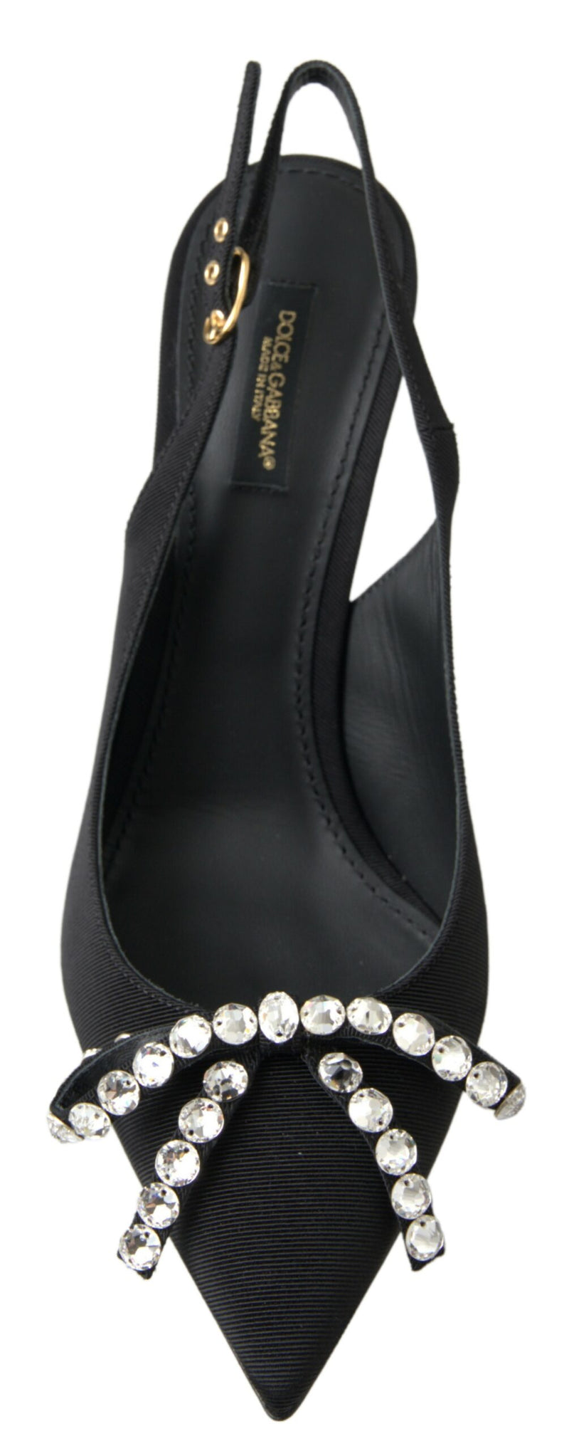 Dolce & Gabbana Black Crystal Embellished Slingback Heel Glam Steals