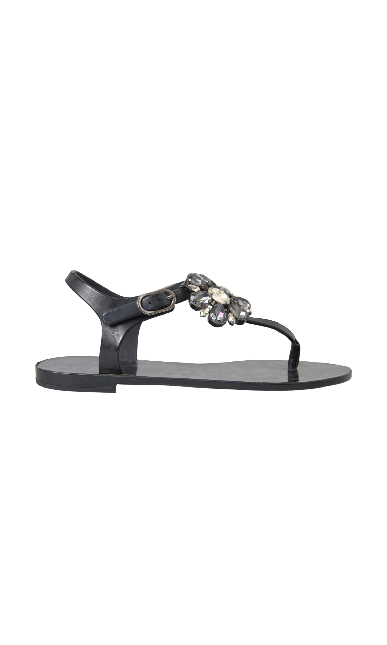 Dolce & Gabbana Black Crystal Flats Sandals Flip Flops Shoes Glam Steals