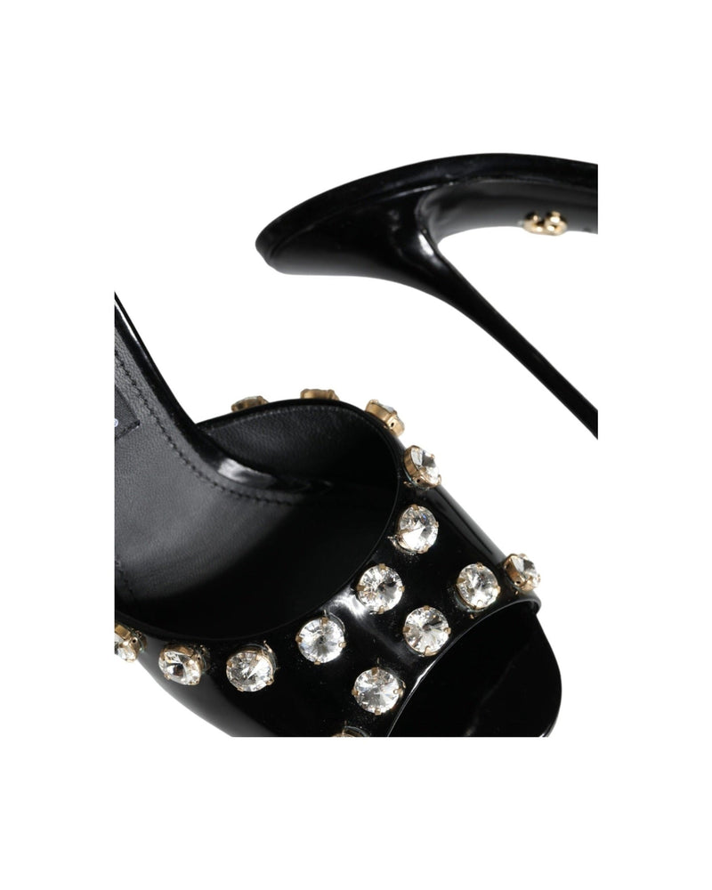 Dolce & Gabbana Black Crystal Heels Keira Sandals Shoes Heels