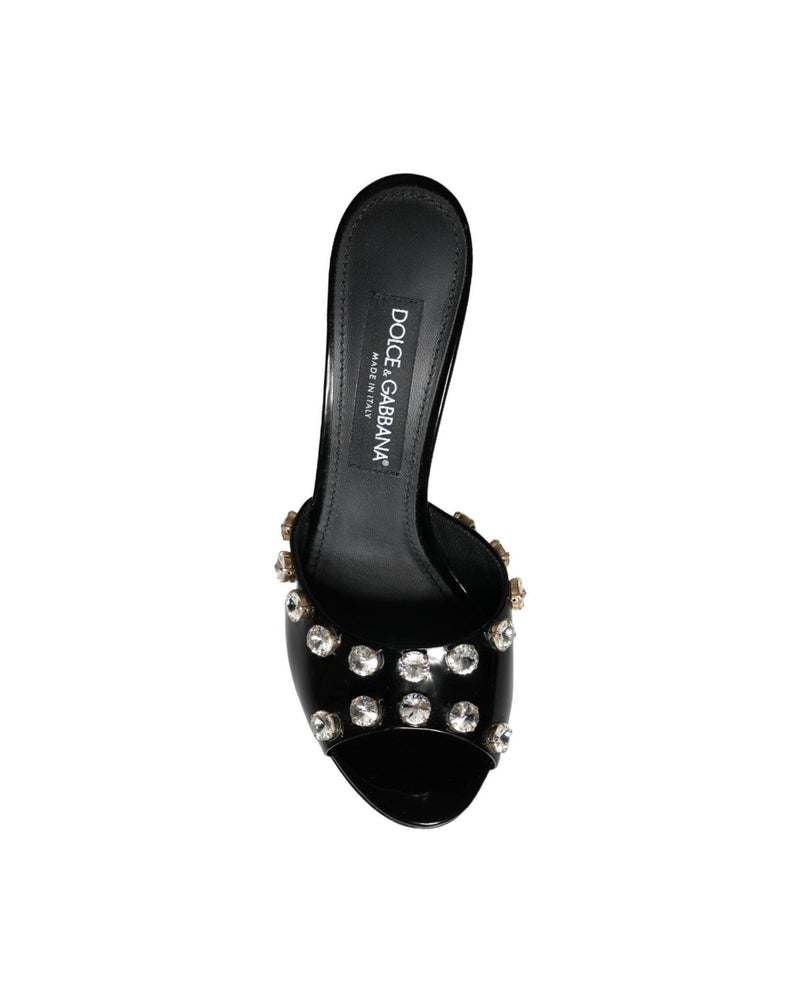 Dolce & Gabbana Black Crystal Heels Keira Sandals Shoes Heels