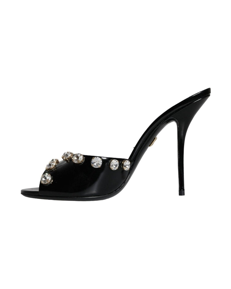 Dolce & Gabbana Black Crystal Heels Keira Sandals Shoes Glam Steals