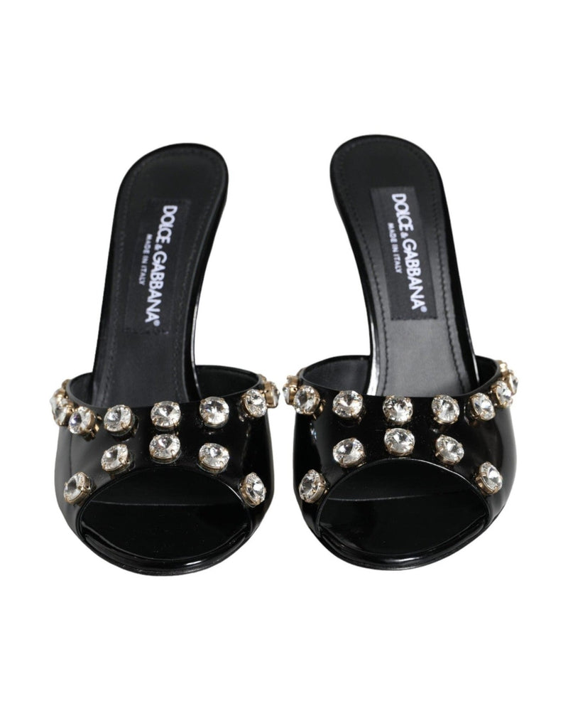 Dolce & Gabbana Black Crystal Heels Keira Sandals Shoes Glam Steals