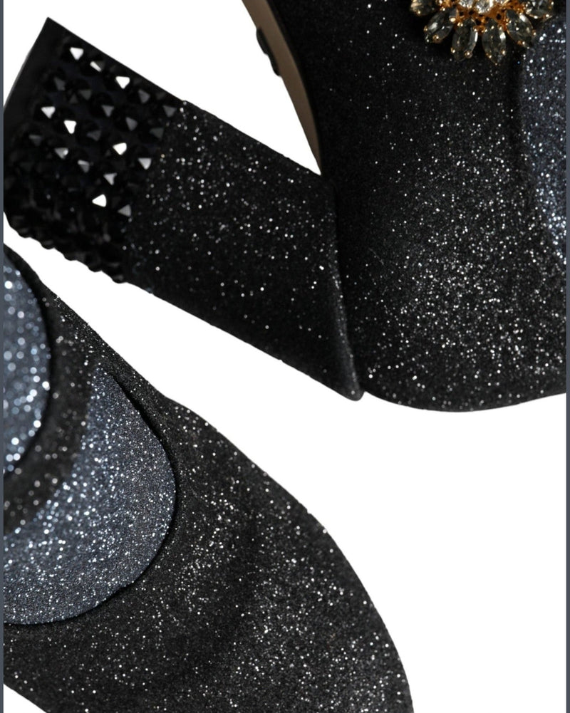 Dolce & Gabbana Black Crystal Mary Janes Booties Shoes Glam Steals