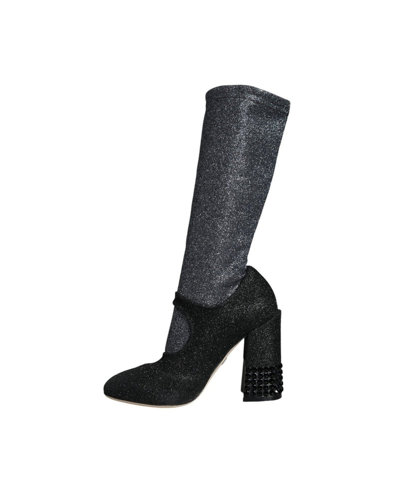 Dolce & Gabbana Black Crystal Mary Janes Booties Shoes Glam Steals