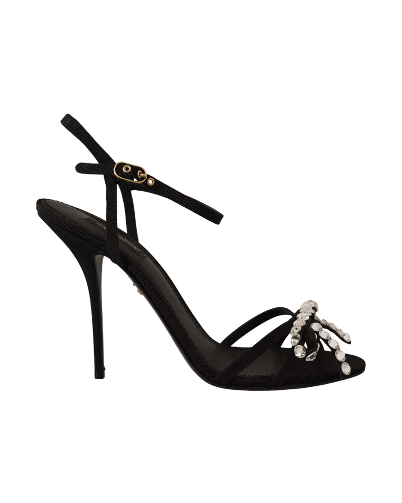 Dolce & Gabbana Black Crystals Ankle Strap Heels Glam Steals