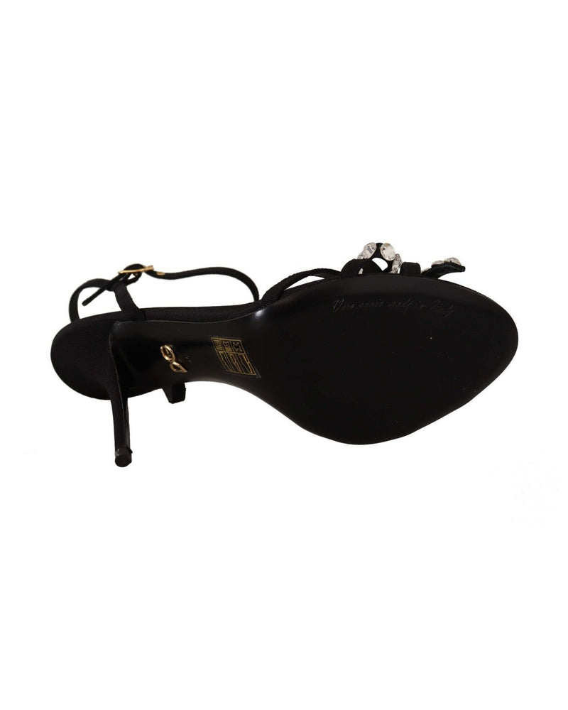 Dolce & Gabbana Black Crystals Ankle Strap Heels Glam Steals