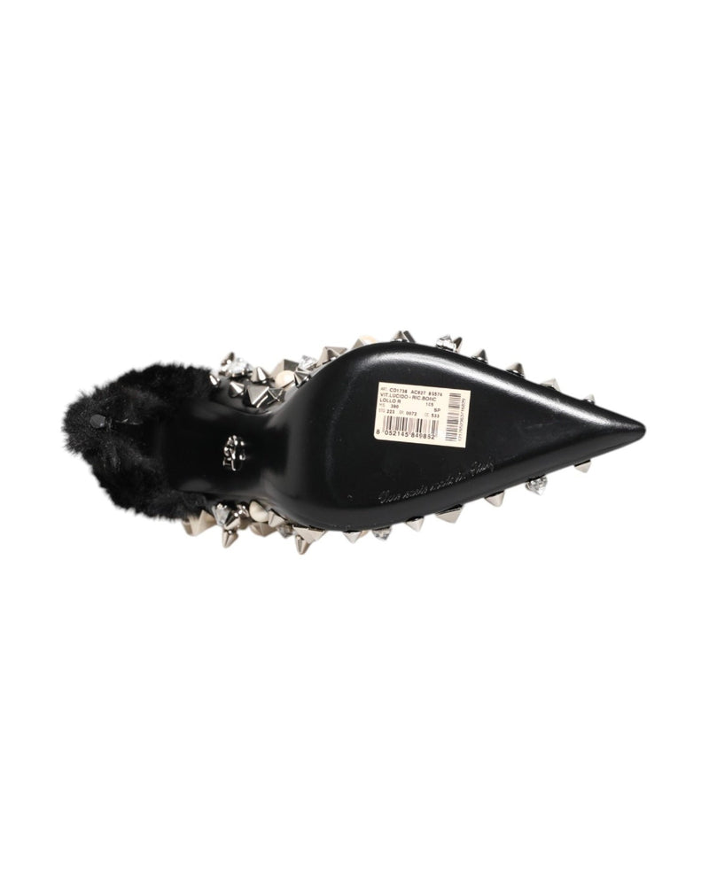Dolce & Gabbana Black Crystals Studs Stiletto Pumps Shoes Heels