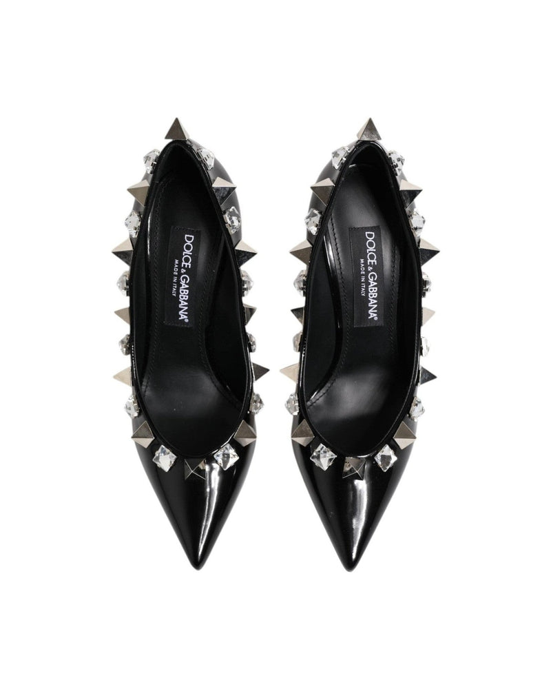 Dolce & Gabbana Black Crystals Studs Stiletto Pumps Shoes Heels