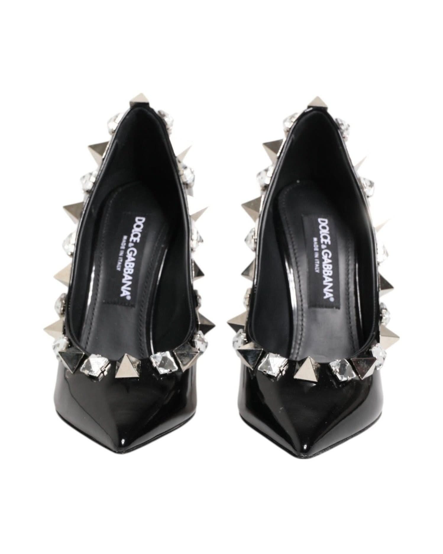 Dolce & Gabbana Black Crystals Studs Stiletto Pumps Shoes Heels