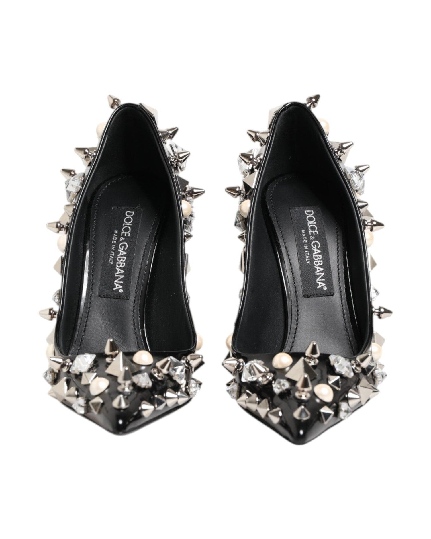 Dolce & Gabbana Black Crystals Studs Stiletto Pumps Shoes Glam Steals