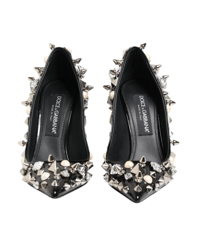 Dolce & Gabbana Black Crystals Studs Stiletto Pumps Shoes Glam Steals