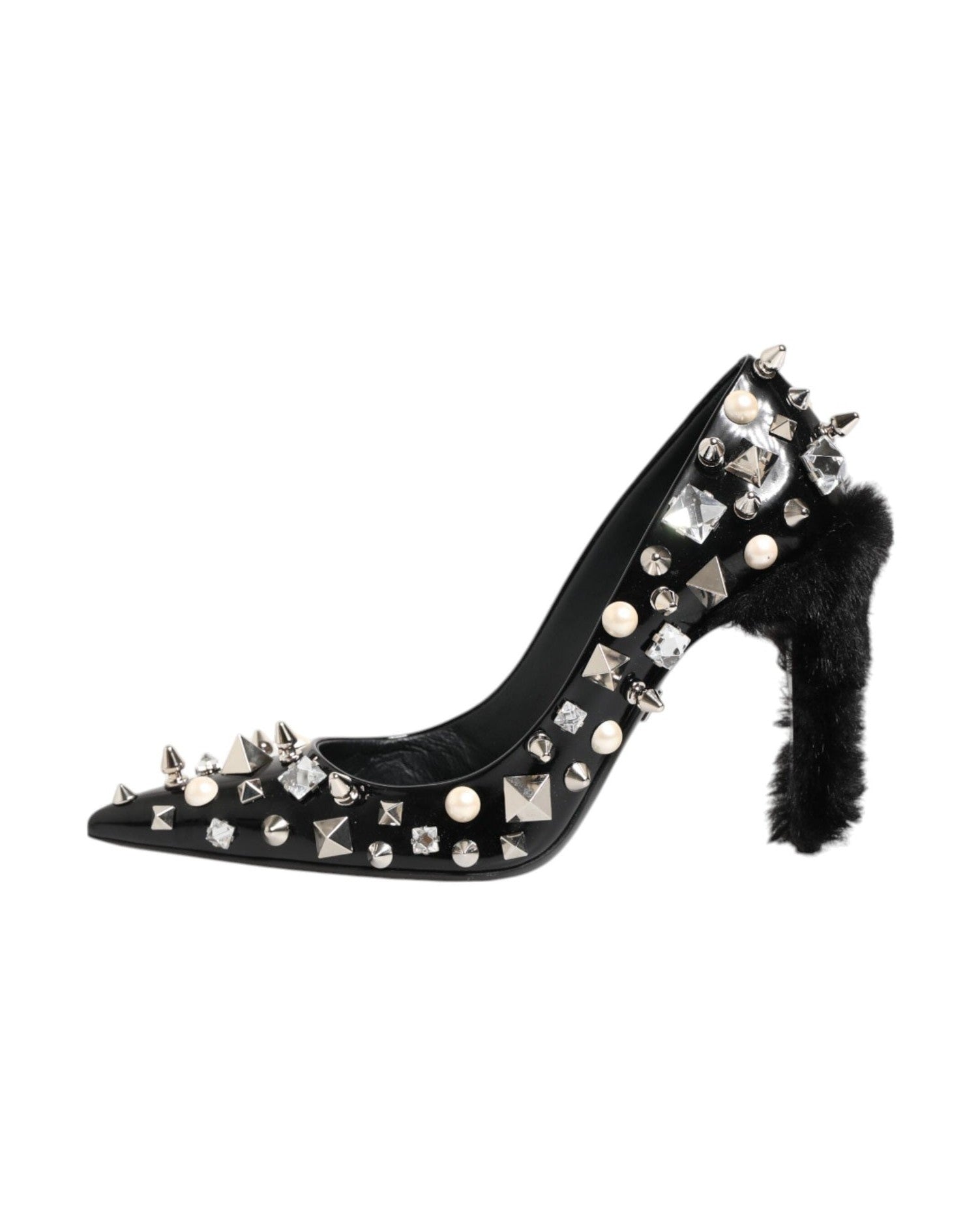 Dolce & Gabbana Black Crystals Studs Stiletto Pumps Shoes Glam Steals