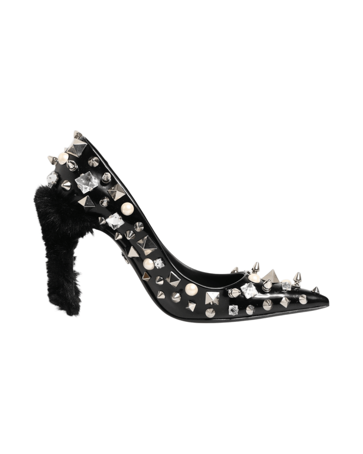 Dolce & Gabbana Black Crystals Studs Stiletto Pumps Shoes Glam Steals