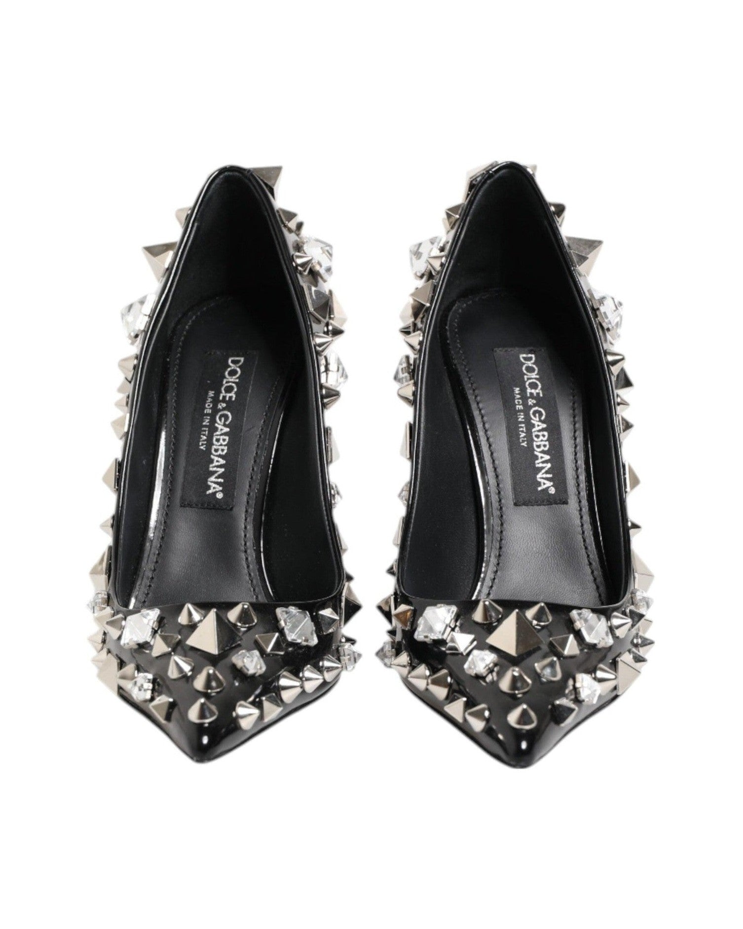 Dolce & Gabbana Black Crystals Studs Stiletto Pumps Shoes Glam Steals