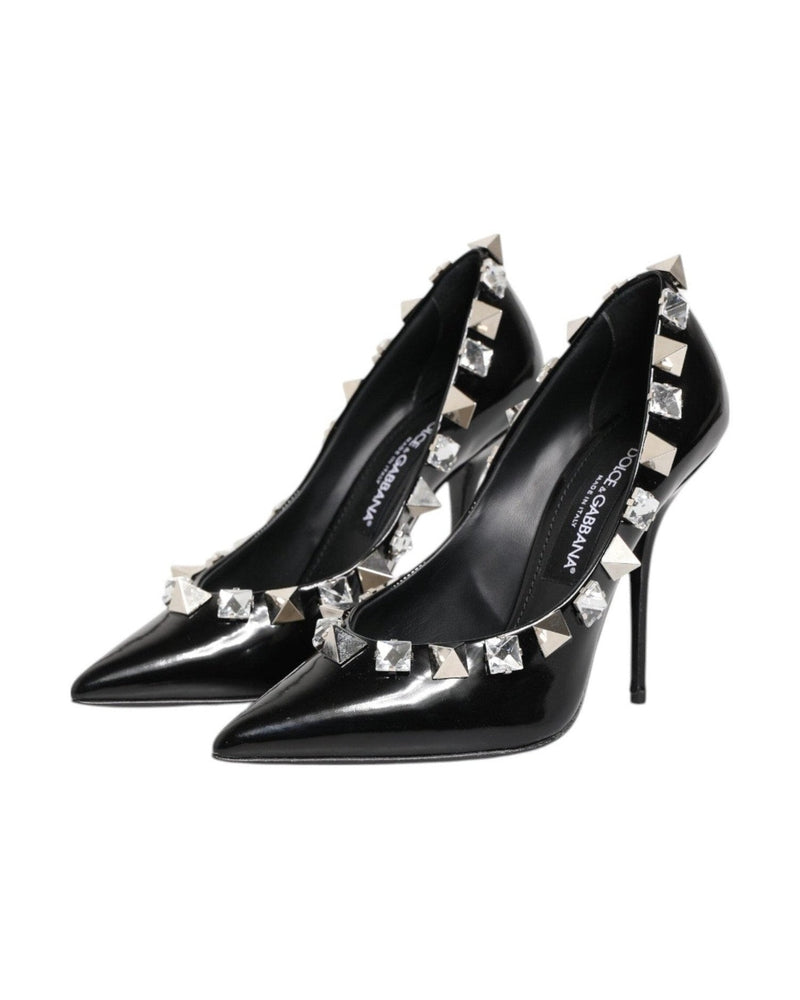 Dolce & Gabbana Black Crystals Studs Stiletto Pumps Shoes Glam Steals