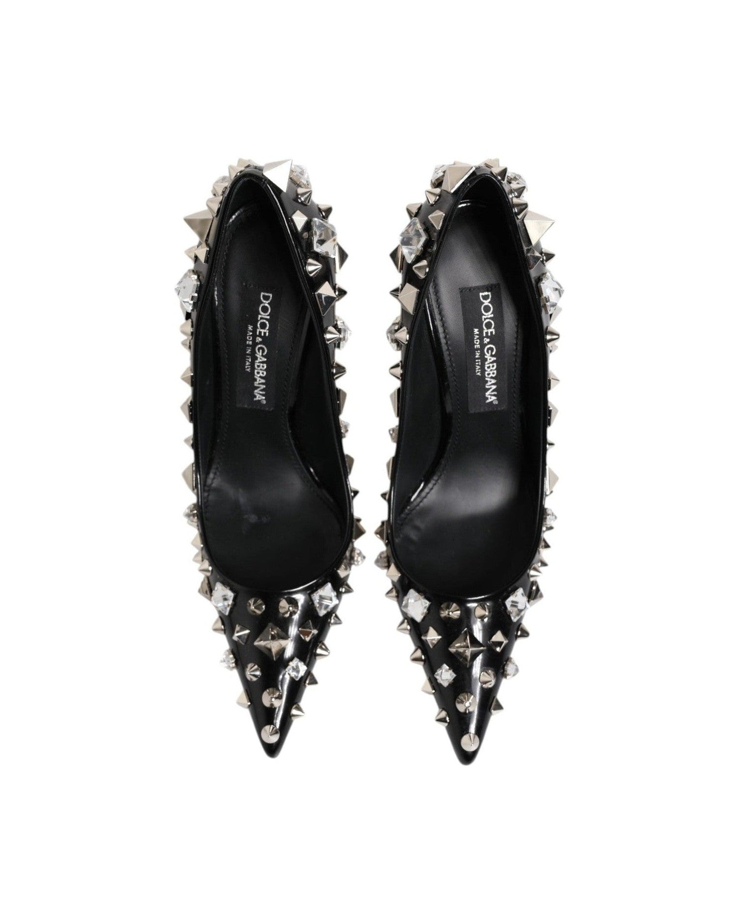 Dolce & Gabbana Black Crystals Studs Stiletto Pumps Shoes Glam Steals