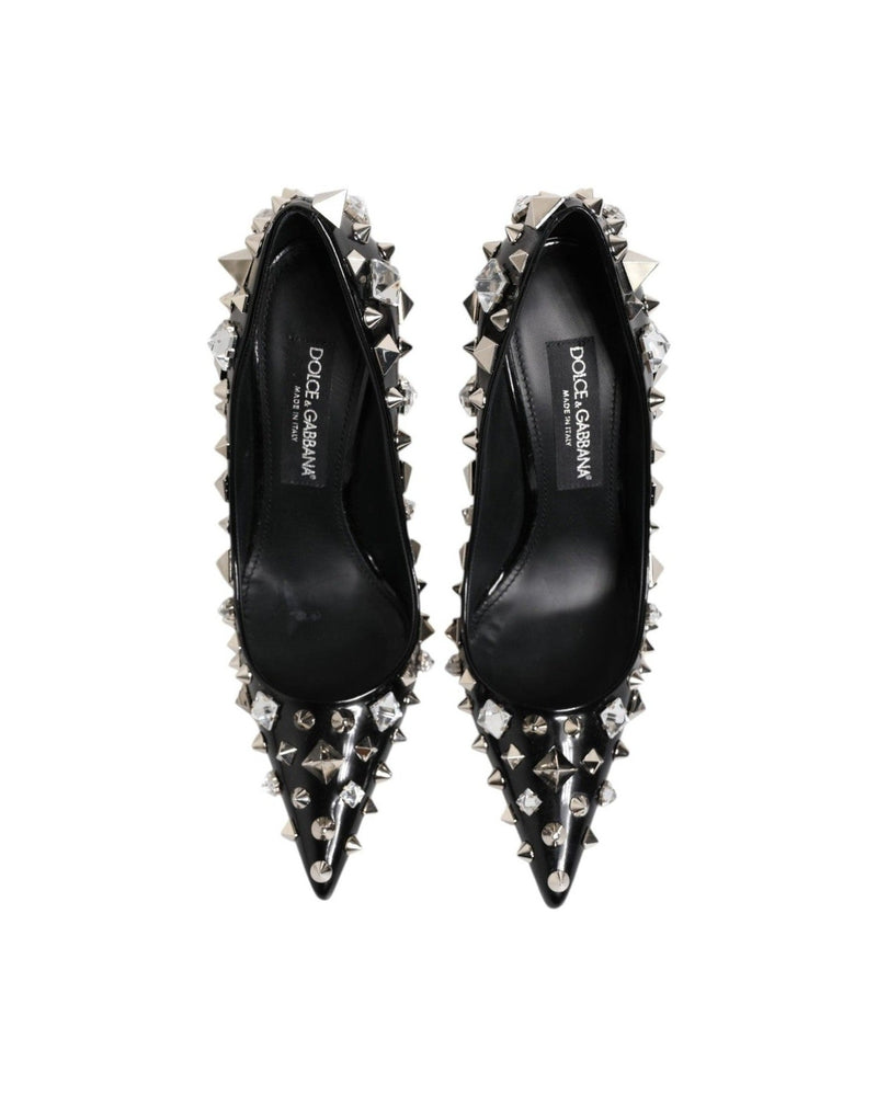 Dolce & Gabbana Black Crystals Studs Stiletto Pumps Shoes Glam Steals