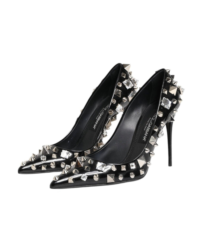 Dolce & Gabbana Black Crystals Studs Stiletto Pumps Shoes Glam Steals
