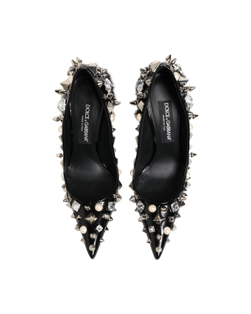 Dolce & Gabbana Black Crystals Studs Stiletto Pumps Shoes Glam Steals