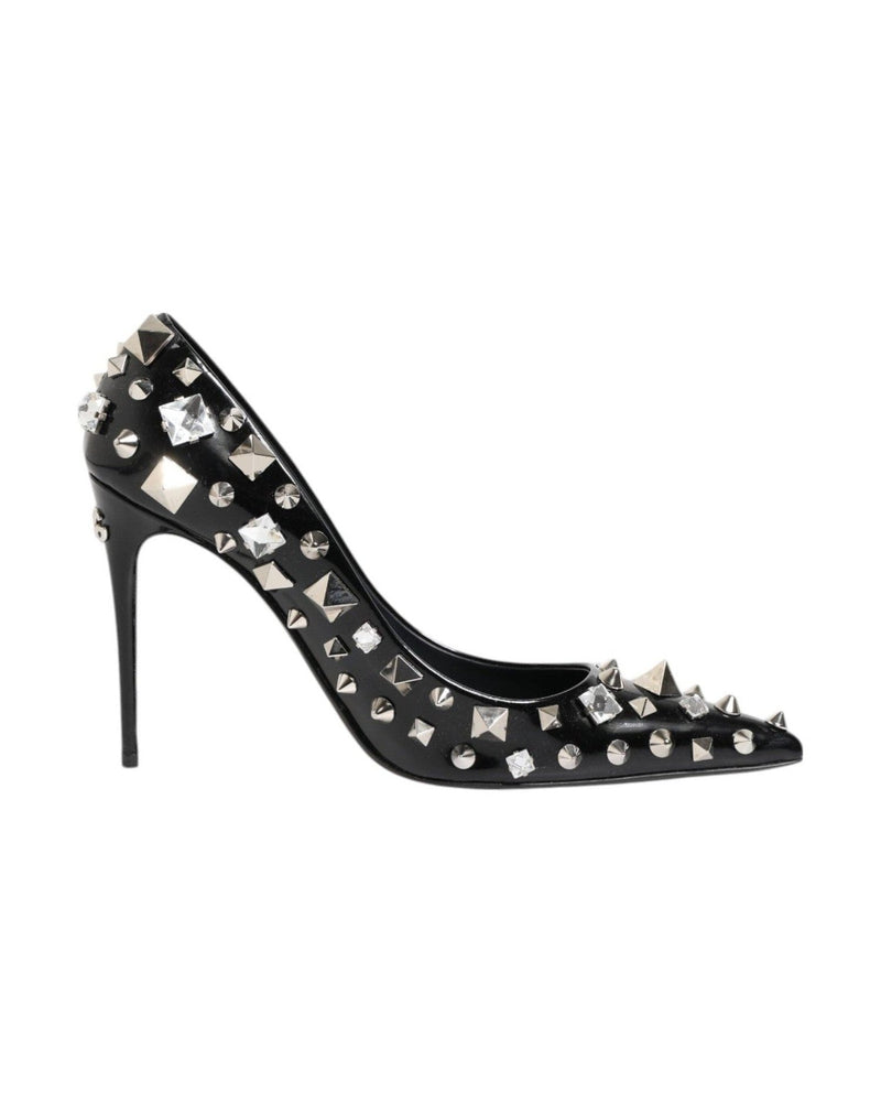Dolce & Gabbana Black Crystals Studs Stiletto Pumps Shoes Glam Steals