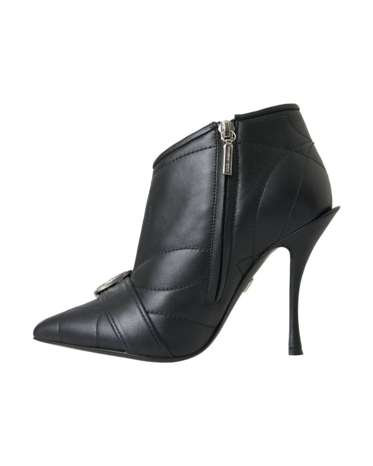 Dolce & Gabbana Black Devotion Quilted Buckled Boots Shoes Boots