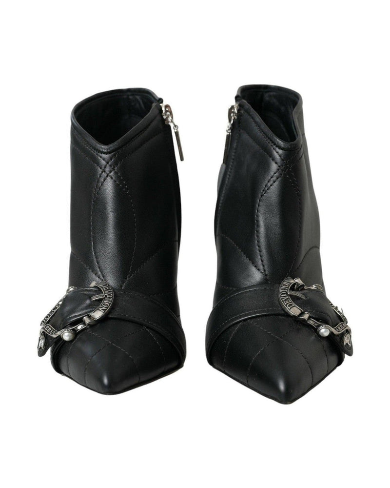 Dolce & Gabbana Black Devotion Quilted Buckled Boots Shoes Boots