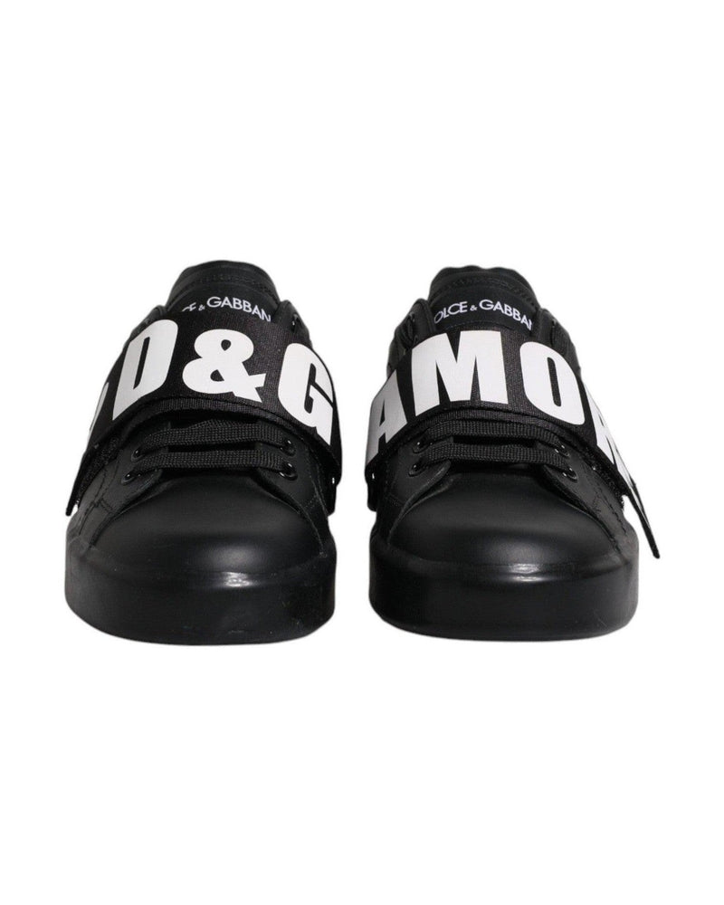 Dolce & Gabbana Black D&G Amore Low Top Sneakers Shoes Glam Steals
