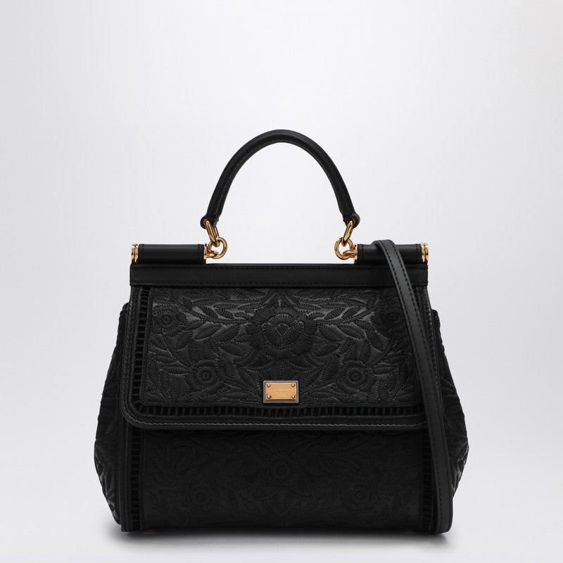Dolce & Gabbana Black Dolce&gabbana Embroidered Handbag Sicily Medium Glam Steals