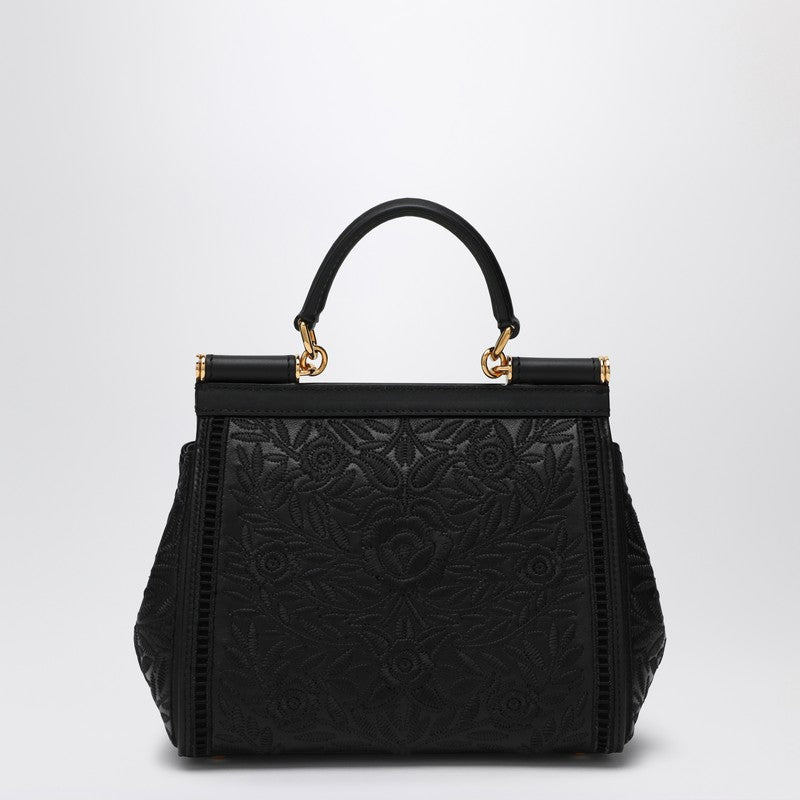 Dolce & Gabbana Black Dolce&gabbana Embroidered Handbag Sicily Medium Glam Steals