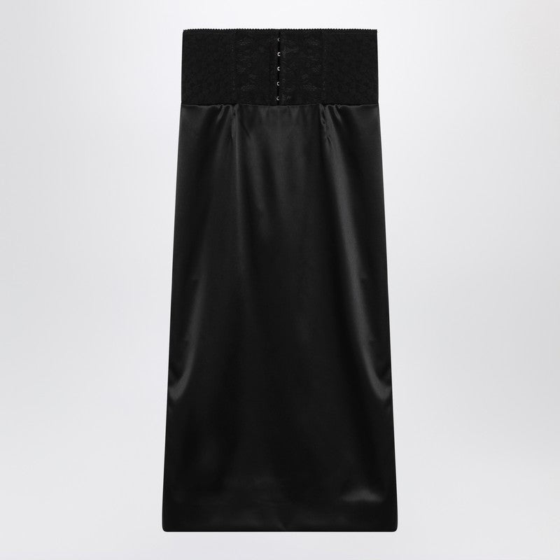 Dolce & Gabbana Black Dolce&gabbana Midi Skirt with Corset Belt Glam Steals