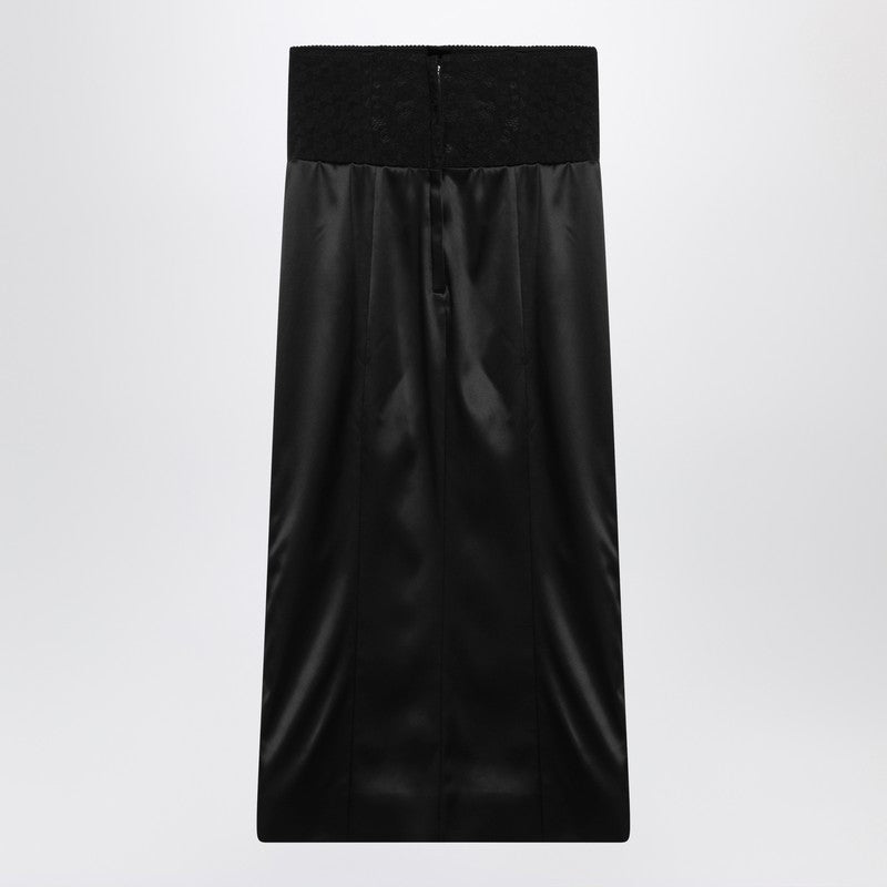 Dolce & Gabbana Black Dolce&gabbana Midi Skirt with Corset Belt Glam Steals