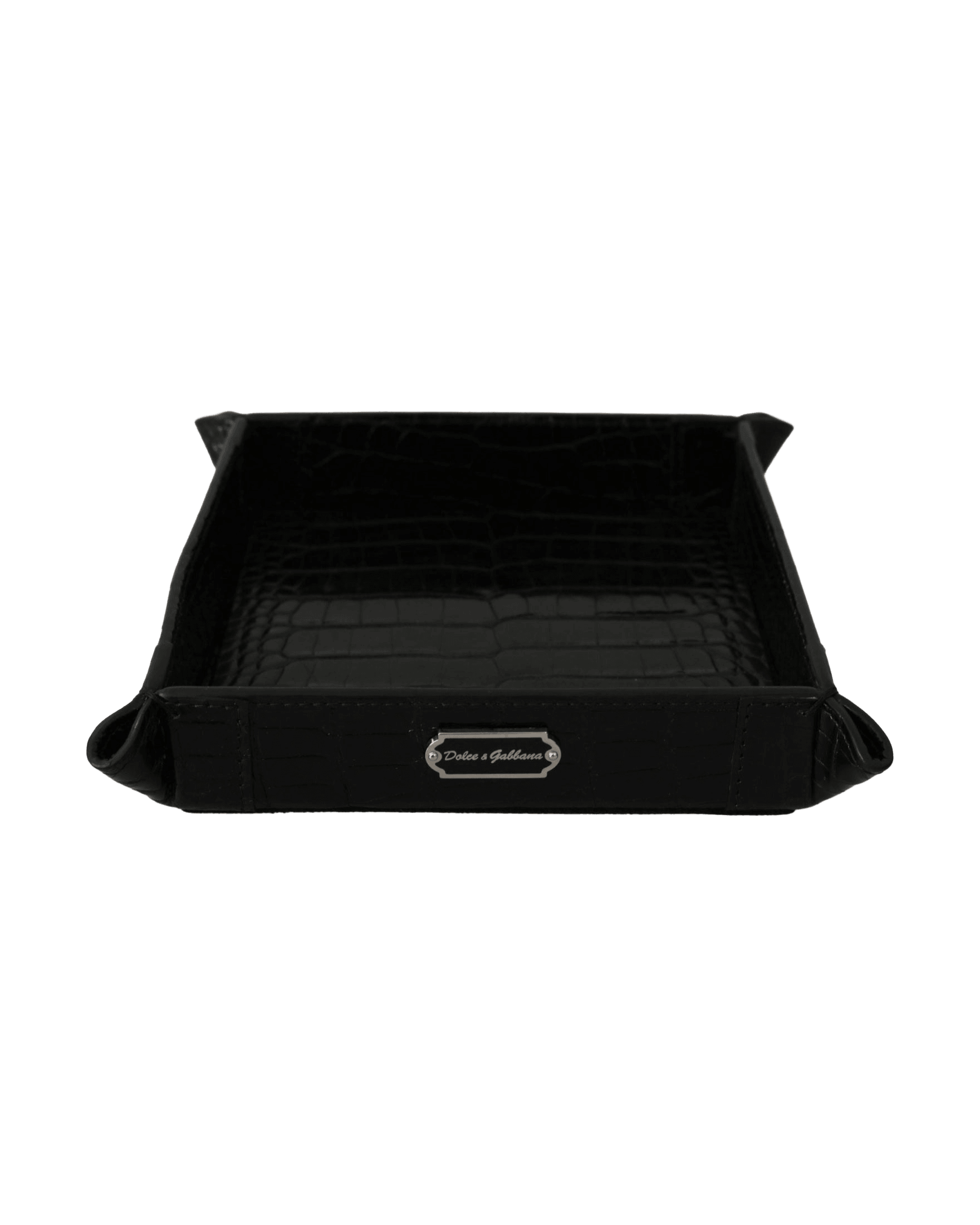Dolce & Gabbana Black Elegant Exotic Skin Entry Tray Glam Steals