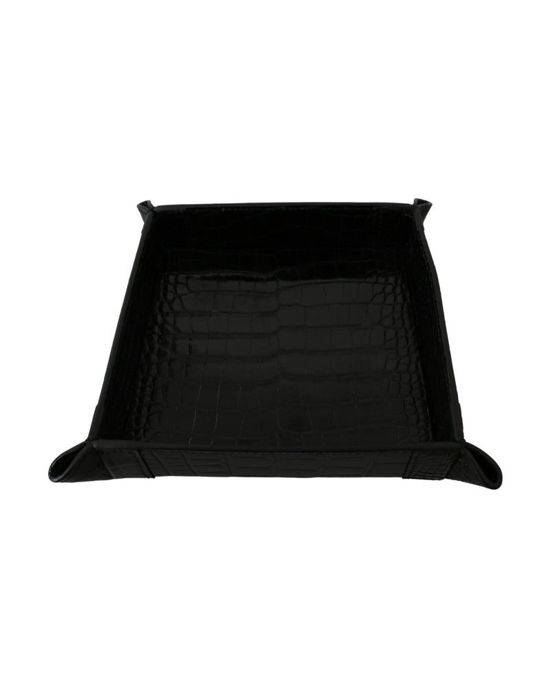 Dolce & Gabbana Black Elegant Exotic Skin Entry Tray Glam Steals