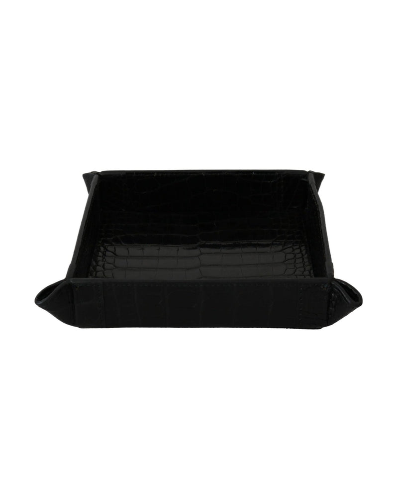 Dolce & Gabbana Black Elegant Exotic Skin Entry Tray Glam Steals