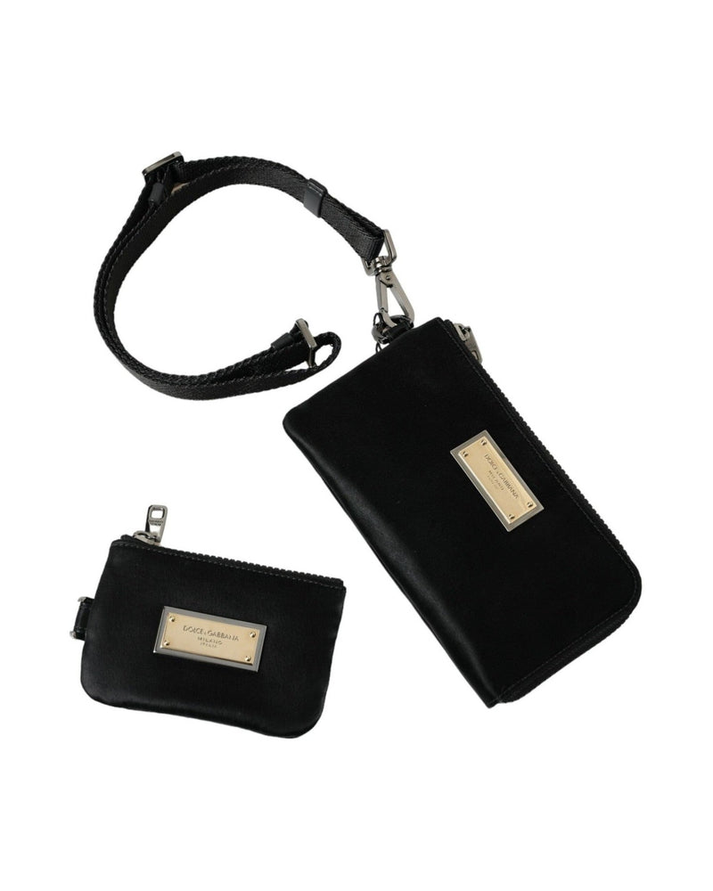 Dolce & Gabbana Elegant Nylon Leather Pouch With Black Silver Details Glam Steals